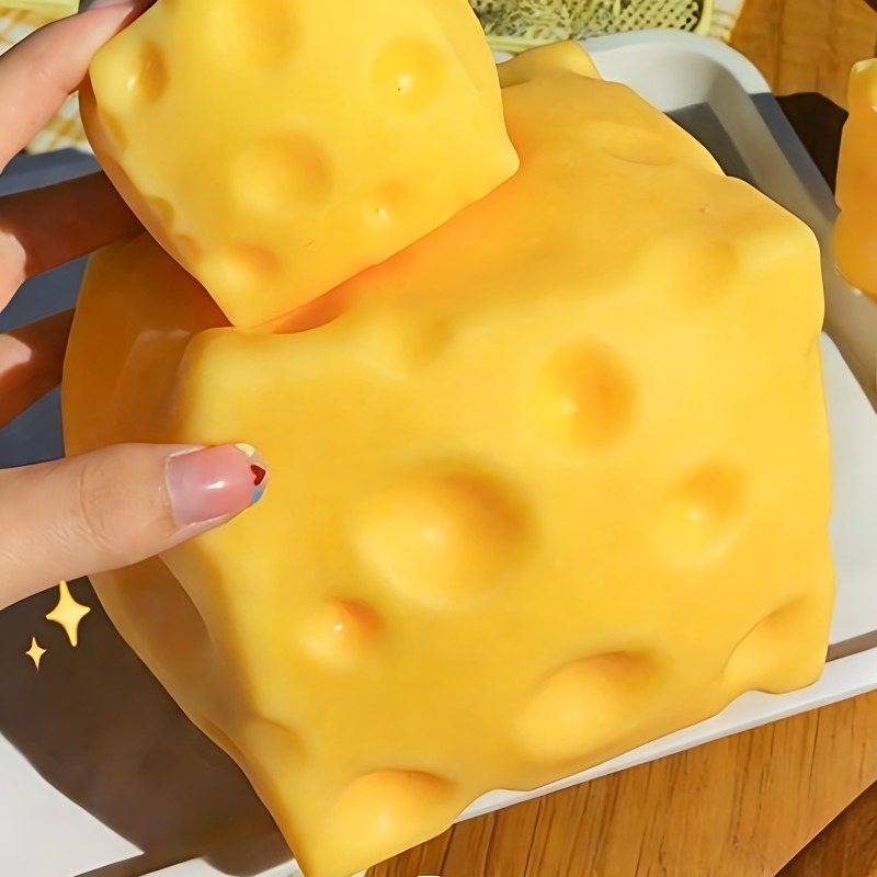 Kids Toys Yellow - @Dark Yellow Cheese Cube Stress Ball