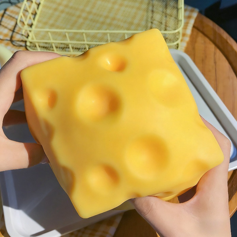 @Dark Yellow Cheese Cube Stres - огляд і ціна Kids Toys Yellow