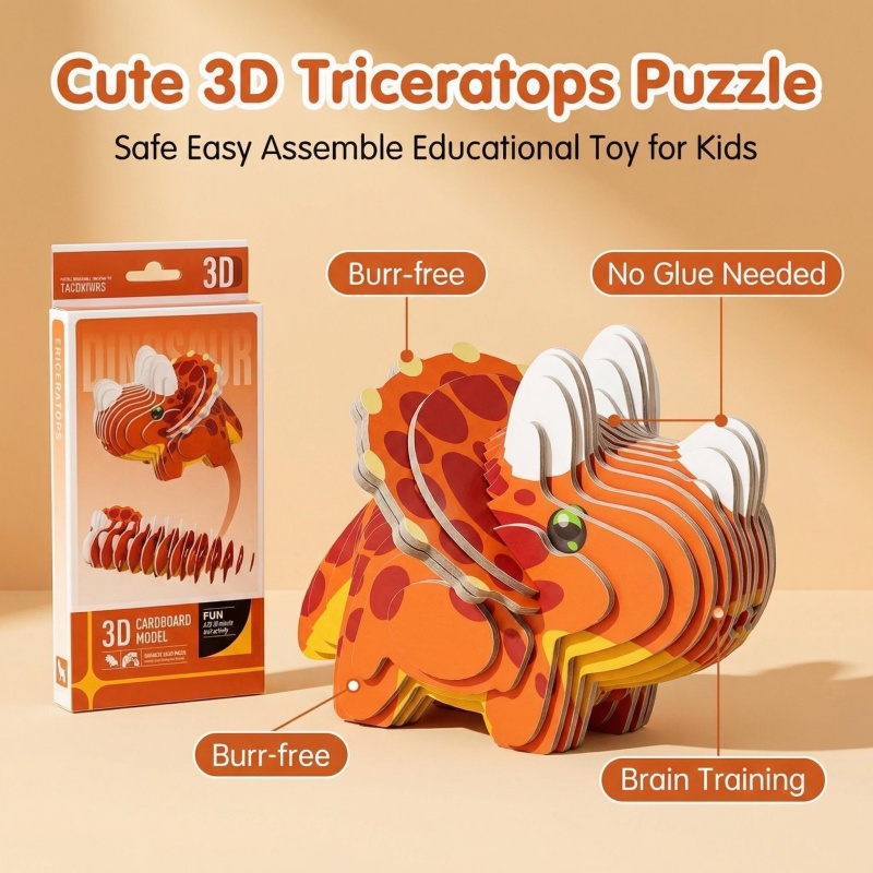 4PCS 3D Dinosaur Puzzle Set -  - огляд і ціна Dinosaur Figurine Set
