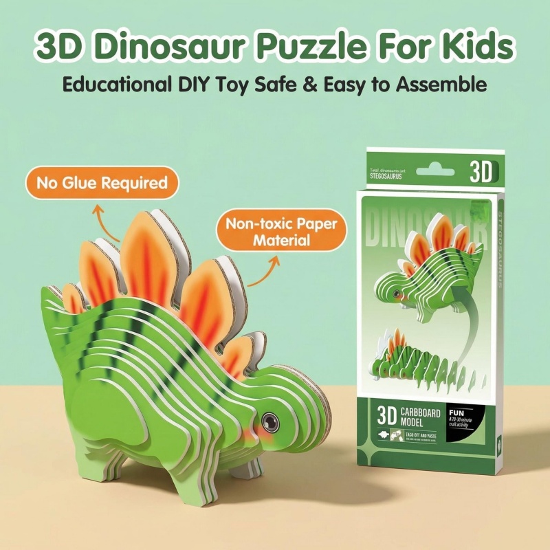 4PCS 3D Dinosaur Puzzle Set -  - огляд і ціна Dinosaur Figurine Set